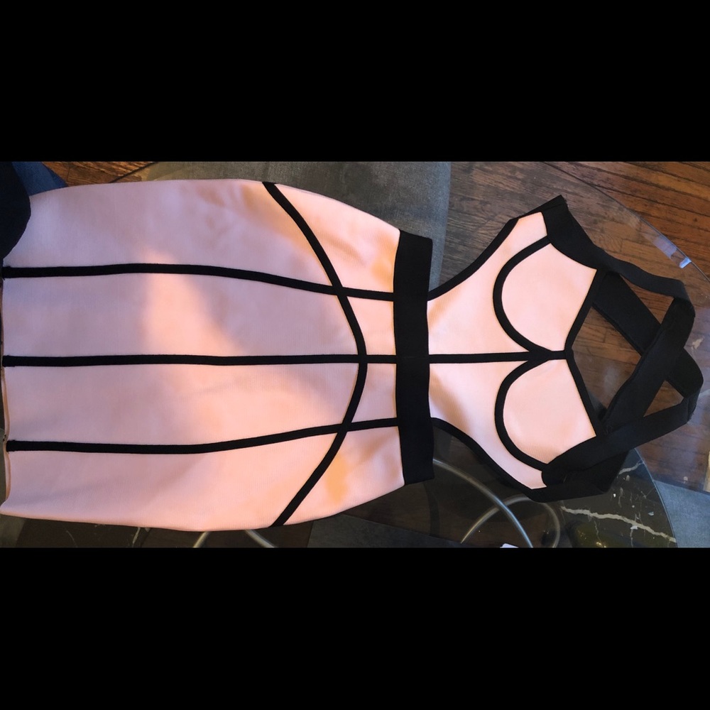 Pink/Black Cut Out Bandage Dress